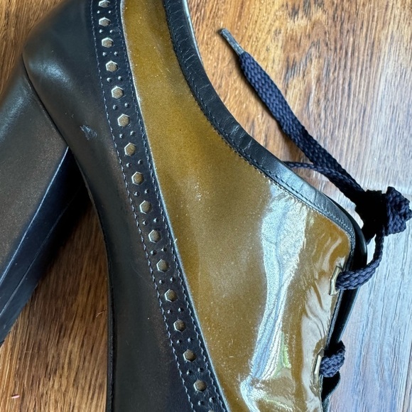 MARC JACOBS black and dark green leather tie up heels (36) - Picture 5 of 6